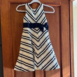 Janie and Jack Chevron Striped Dress - Navy and White